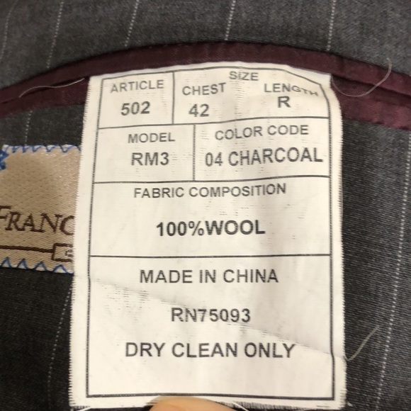 Franco Valentino Wool Sports Coat Blazer Size 42R 42 Regular Gray Striped Wool - Picture 9 of 9